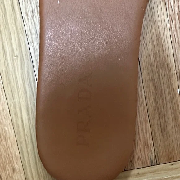 Prada Tan Leather Slide Sandals - Picture 3 of 3